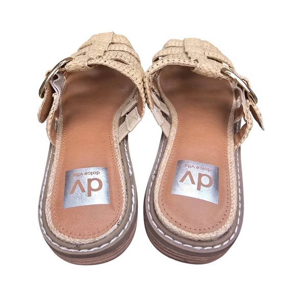 Dolce Vita DV Fyona Fisherman Sandals FALCUN Straw Gladiator Mule Buckle Tan 6.5 - Picture 4 of 6